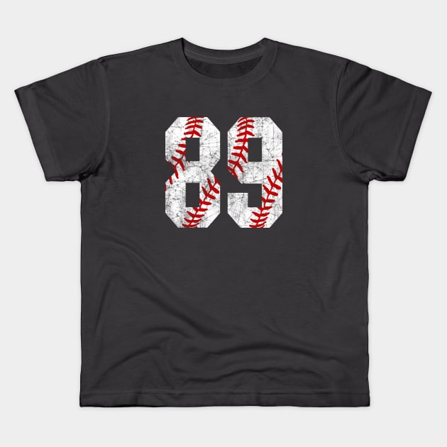 Vintage #89 Baseball Laces Baseball Mom Jersey Love Baseball Kids T-Shirt by TeeCreations